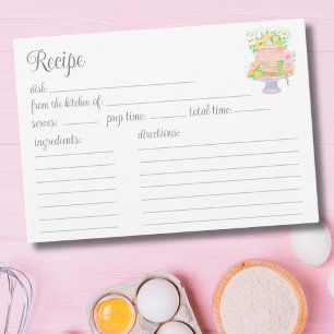 Carte Recette de gâteau à la vanille à l'aquarelle avec