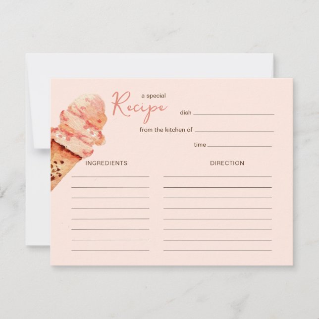 Carte Recette de la soirée crème glacée rose migno (Devant)