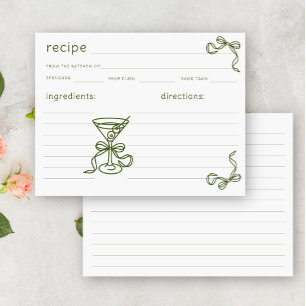 Carte recette de mariage martini dessinée à la main