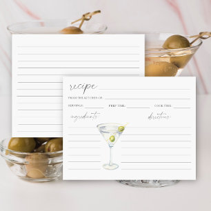 Carte recette de martini dry aquarelle pour la mariée