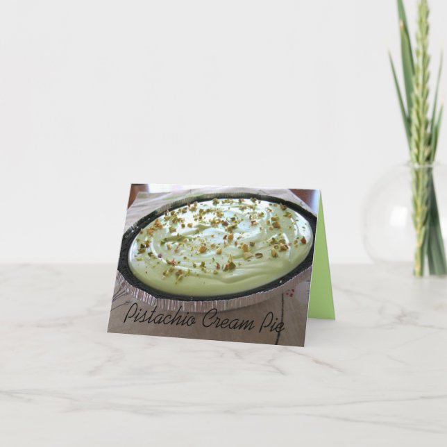 Carte Recette de tarte à la crème de pistache sur une ca (Devant)