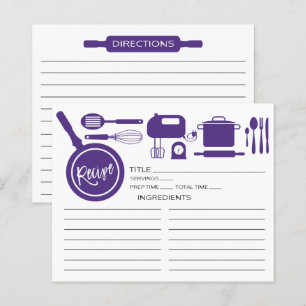 Carte Recette d'ustensiles de cuisine violet moder
