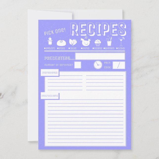 Carte Recette en Bleu Victoire (Devant)