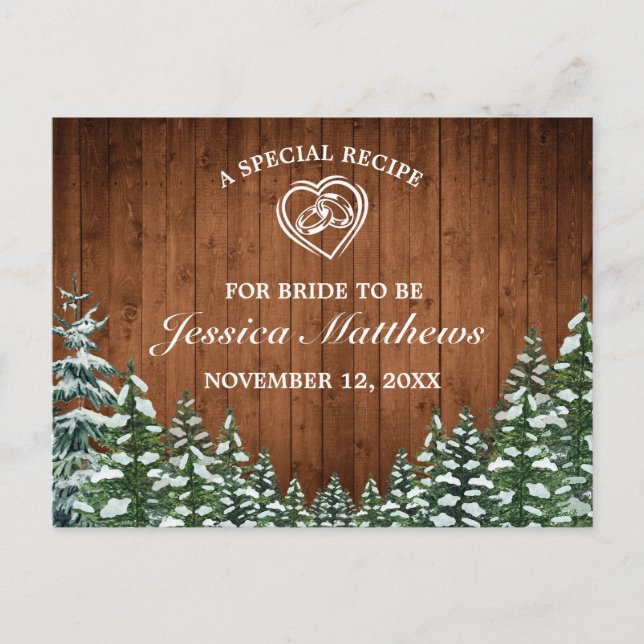 Carte Recette Fête des mariées bois neige et pin d (Devant)