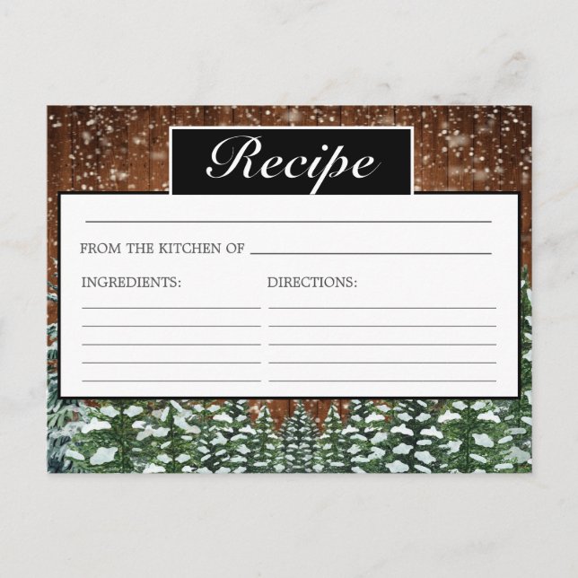 Carte Recette Fête des mariées bois neige et pin d (Devant)