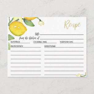 Carte Recette Fête des mariées Citron Et Foliage