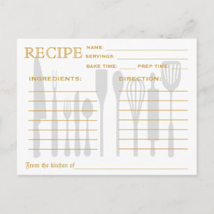Carte Recette Fête des mariées Confetti Or Rétro