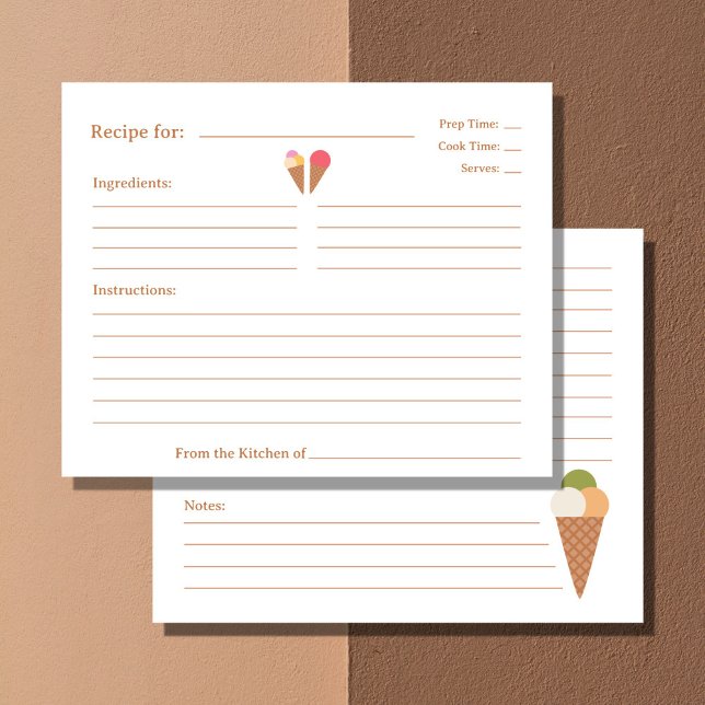 Carte Recette Fête des mariées crème glacée (Ice Cream Bridal Shower Recipe Card)