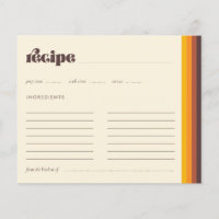 Carte Recette Fête des mariées Vintage des années 