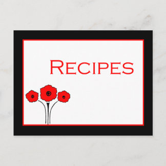 Carte Recette Floral Rouge Noir Blanc Recette