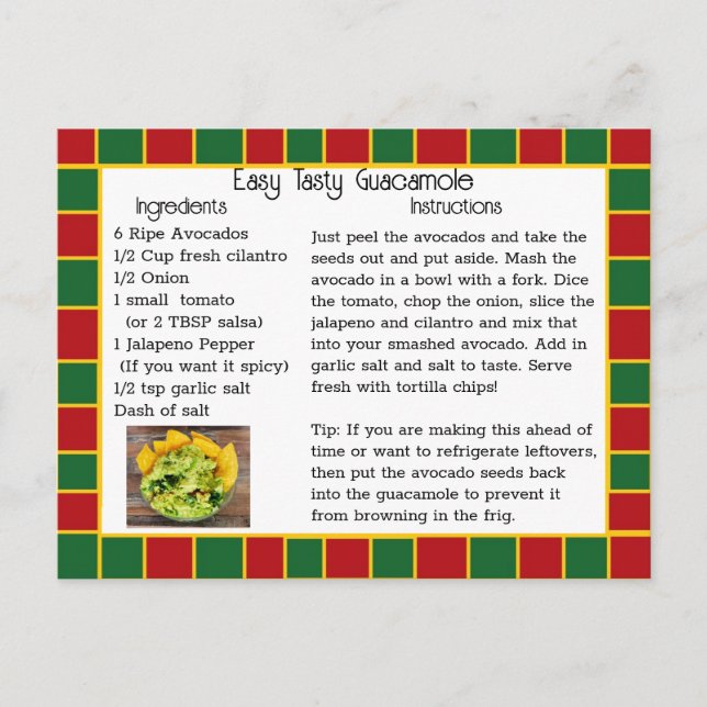 Carte Recette Guacamole (Devant)