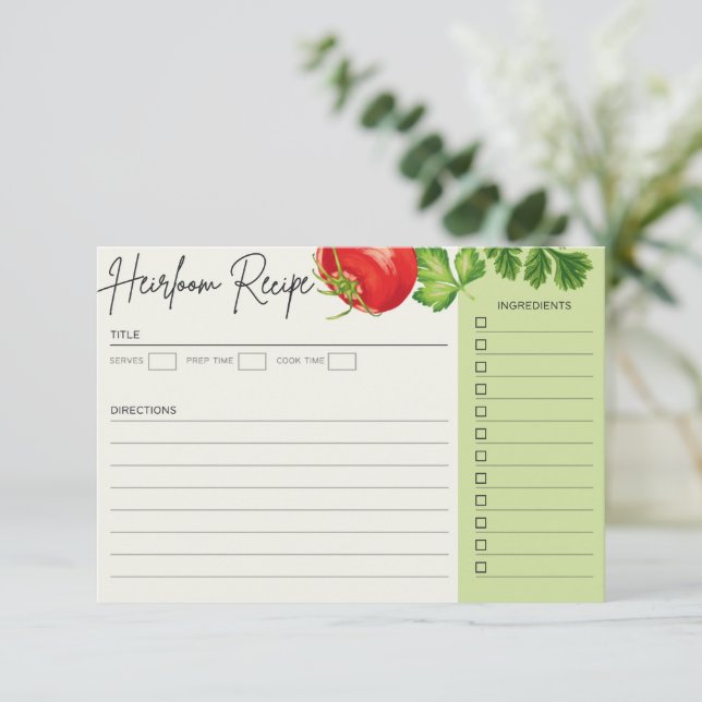 Carte Recette Heirloom (Debout devant)