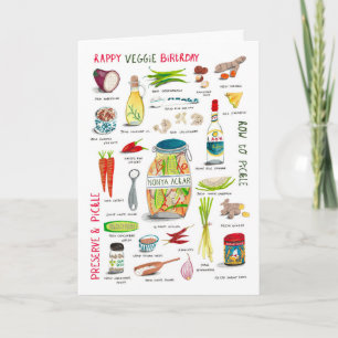 Carte Recette légumes d'anniversaire bleu et vert