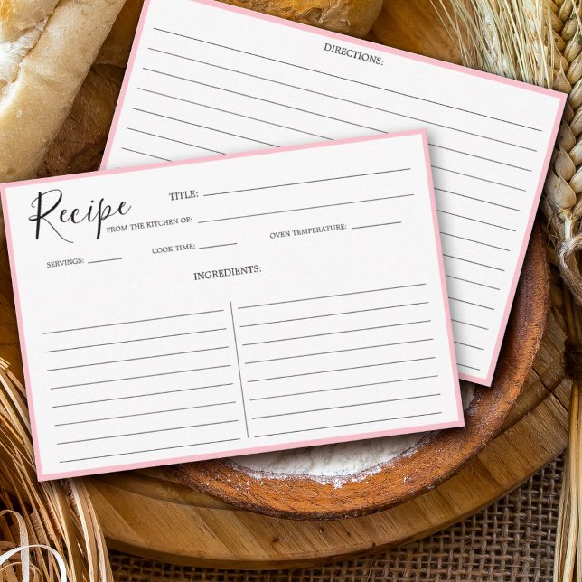 Carte Recette moderne simple rose (Créateur téléchargé)
