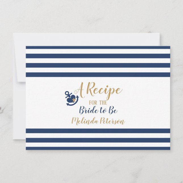 Carte Recette Nautique - Marine & Or (Devant)