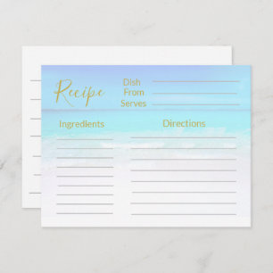 Carte Recette Ocean Beach Scène Mer Bleu