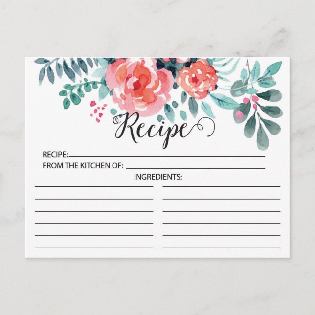 Carte Recette Plutôt Rose Floral (Devant)