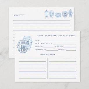 Carte Recette Préppy Blue and White Ginger Jars