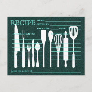 Carte Recette Retro Chalkboard Vert Outils de cuis