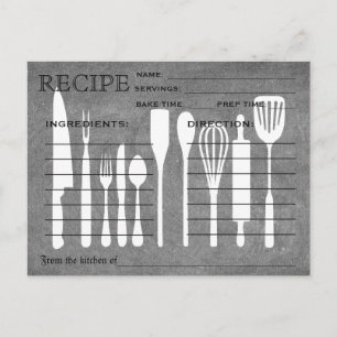 Carte Recette Retro Tableau noir Outils de cuisine