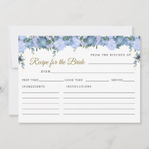 Carte Recette victorienne florale bleu poussiéreux pour 