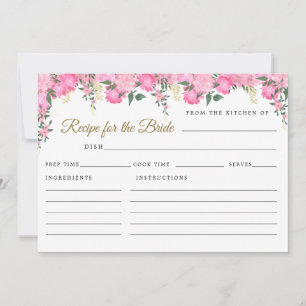 Carte Recette victorienne florale rose pour la mariée