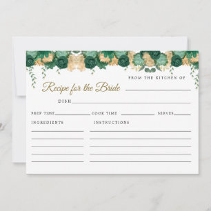 Carte Recette victorienne florale verte pour la mariée