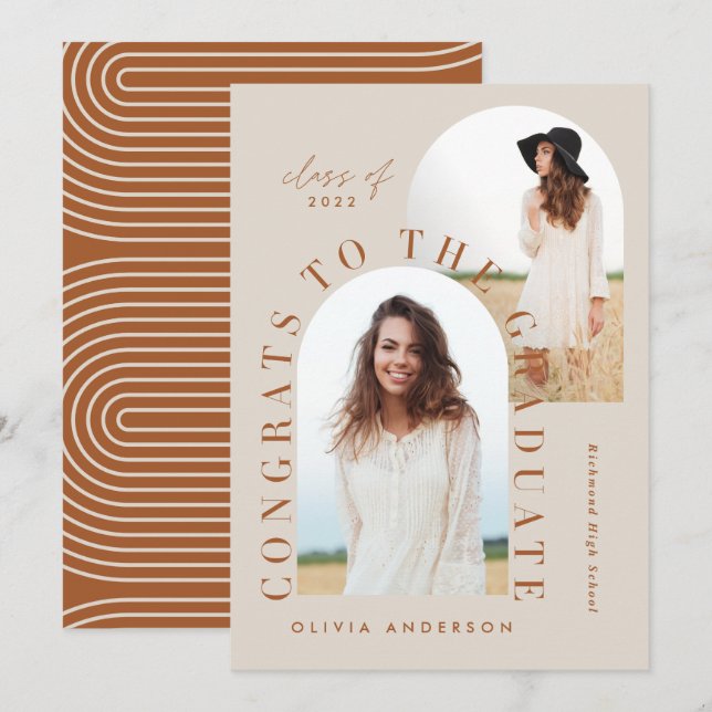 Carte Récolte géométrique de rouille moderne multi photo (Devant / Derrière)