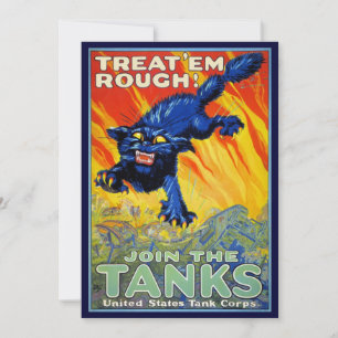 Carte Recrutement Militaire Vintage avec un Chat Sauvage