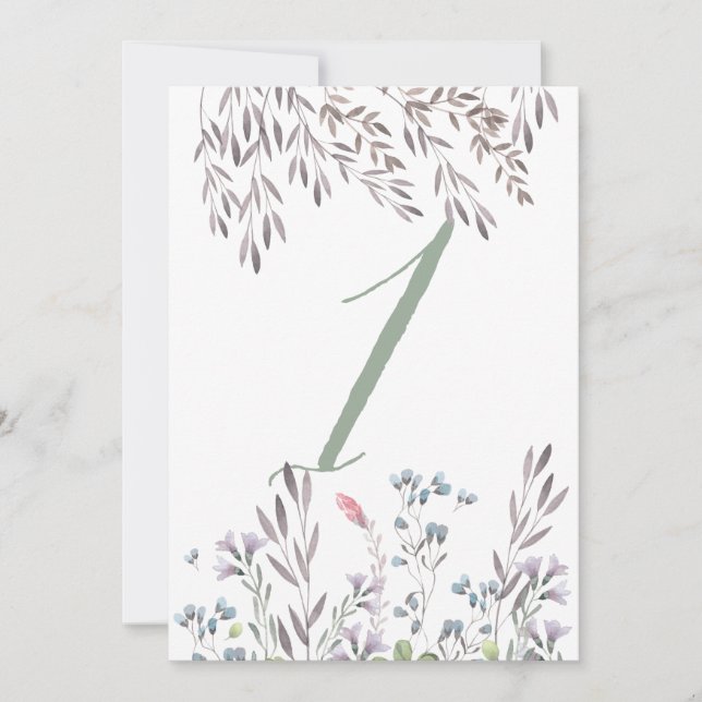 Carte recto-verso de table de mariage A Wildflower (Devant)