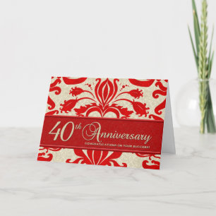 Carte Red 40th Anniversary Business Greeting