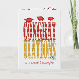 Carte Red and Gold 2025 Graduation pour la petite-fille