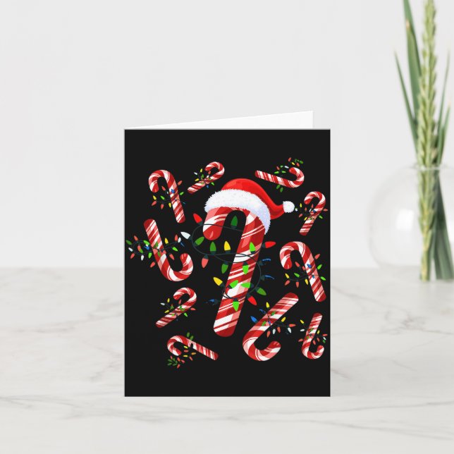Carte Red And White Candy Cane Santa Christmas  (Devant)