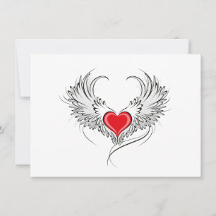 Carte Red Angel Coeur avec ailes