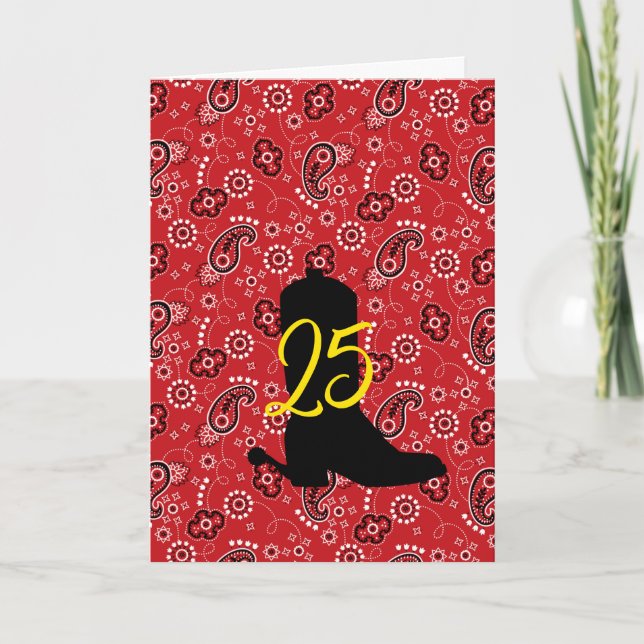 Carte Red Bandana Western Cowboy Boot Spire AGE Fun (Devant)