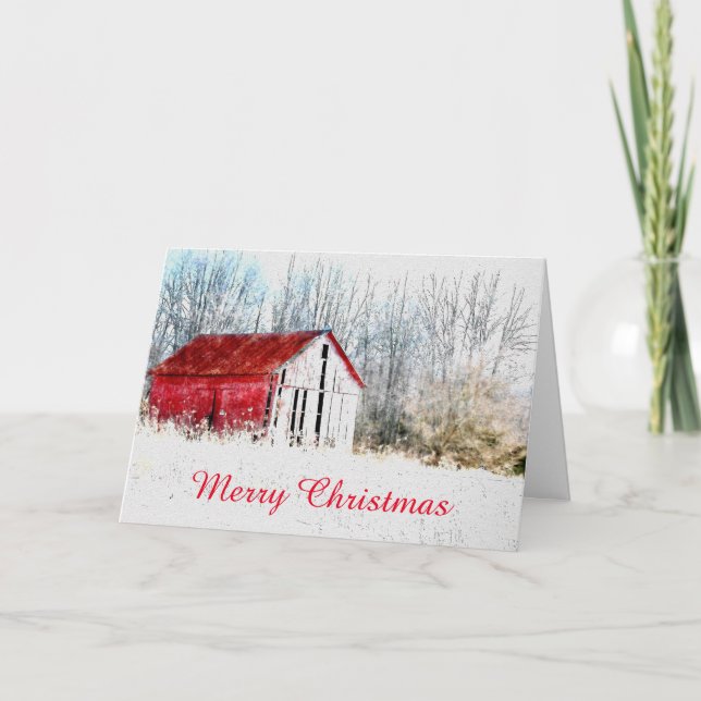 Carte Red Barn Country Christmas Card (Devant)