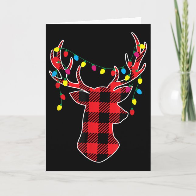Carte Red Black Christmas Buffalo Plaid Deer Women Men K (Devant)