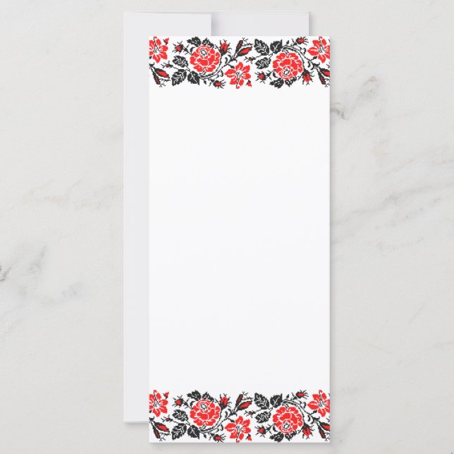 Carte Red & Black Rose cross-stitch Russian Pattern (Devant)