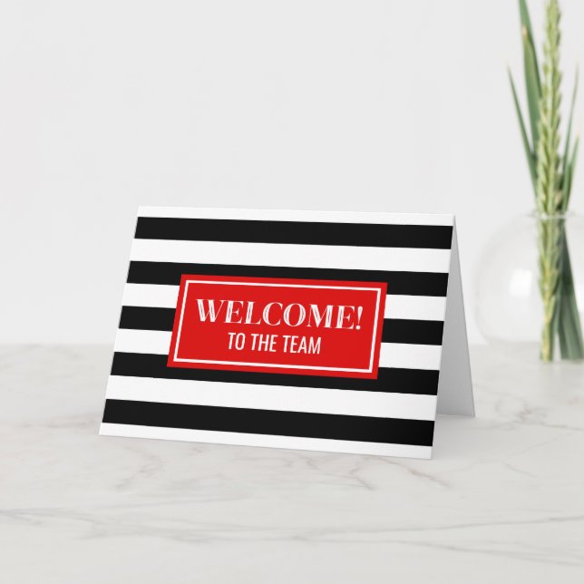 Carte Red Black Stripes Employé Bienvenue dans l'équipe (Devant)