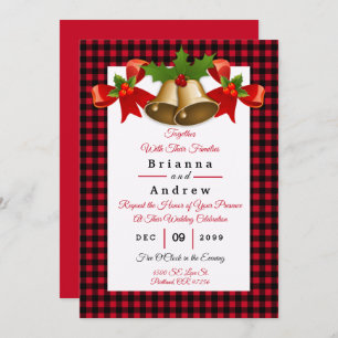 Carte Red Buffalo Plaid Noël Mariage