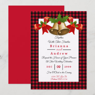Carte Red Buffalo Plaid Noël Mariage