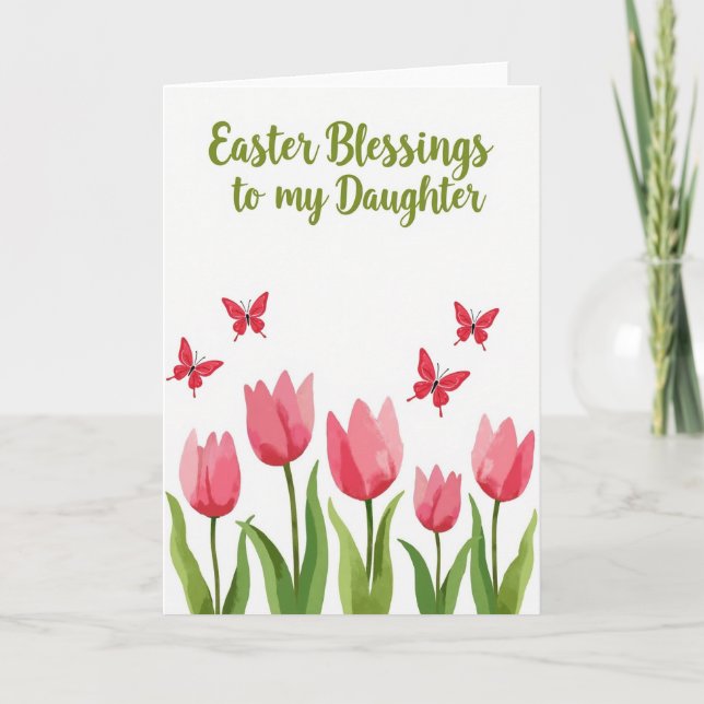 Carte Red Butterfly Easter Blessings Card (Devant)
