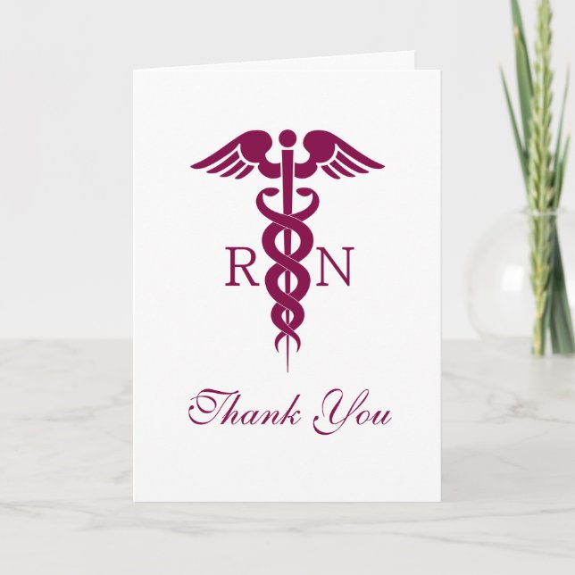 Carte Red Caduceus Nurse Graduate Merci (Devant)