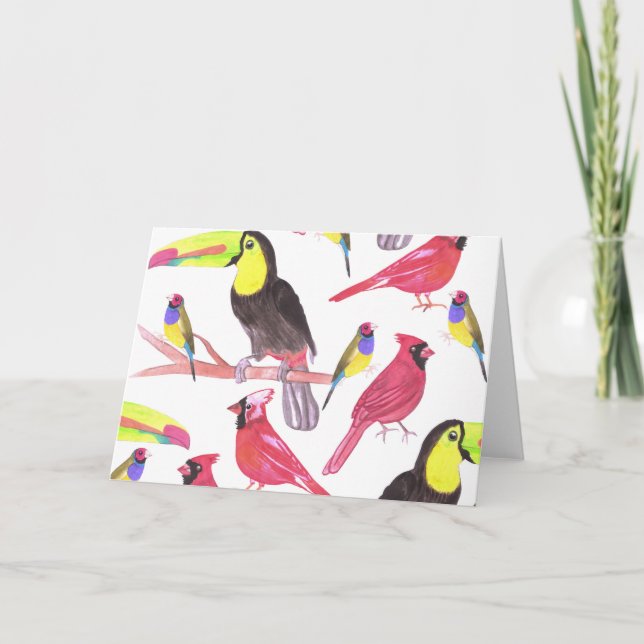 Carte Red cardinals, toucans et gouldian finches (Devant)