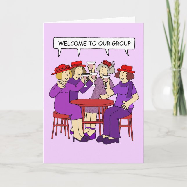 Carte Red Casquette Cartoon Ladies Bienvenue au Groupe (Devant)