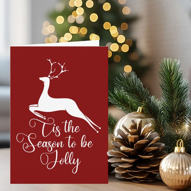 Carte Red Christmas Reindeer C'est la saison pour être J (Créateur téléchargé)
