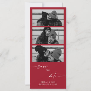 Carte Red Collage B/W Photo Long Wedding Enregistrer la 