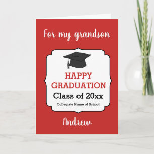 Carte Red Congratulations Grandson Graduation