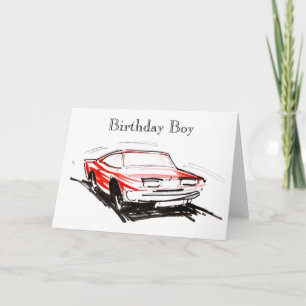Carte Red Fast Car Birthday Boy Card
