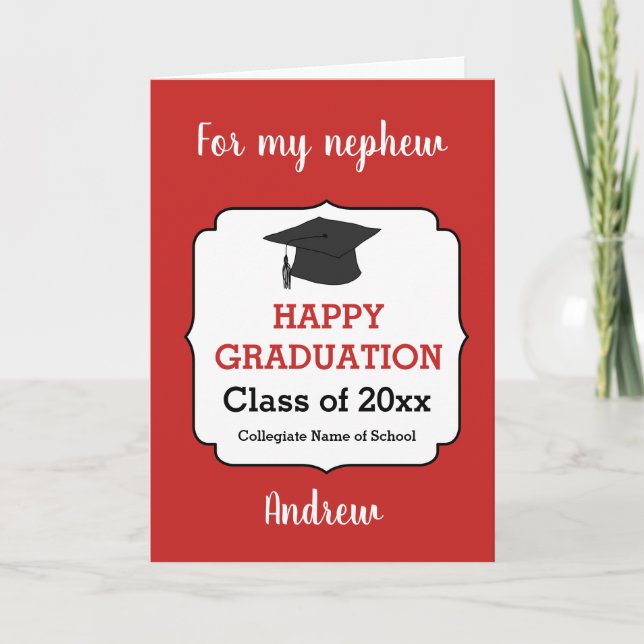 Carte Red Félicitations Nephew Graduation (Devant)